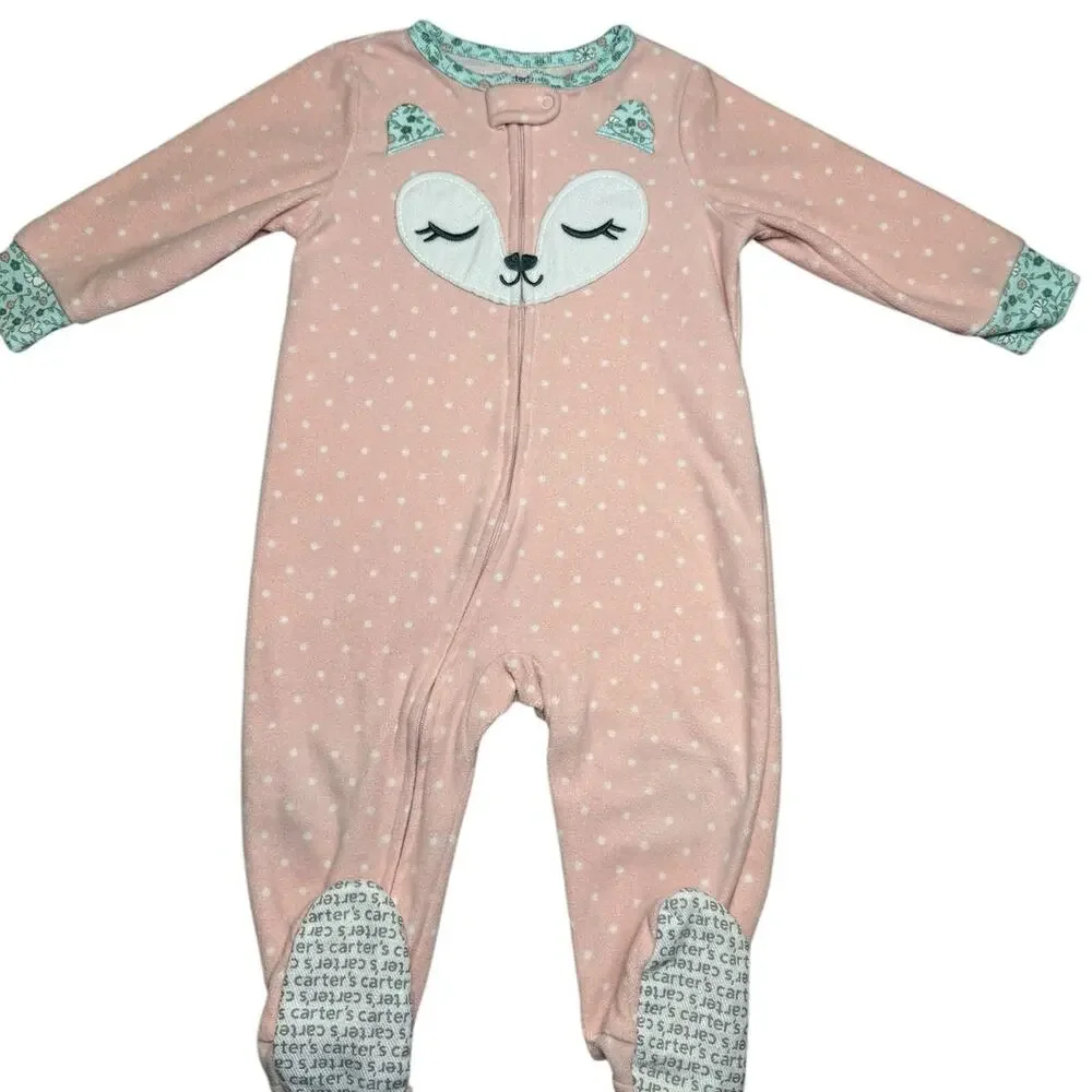 Carters Sleeper Pajama Bundle Girls Fleece Elephant Fox 12 Months